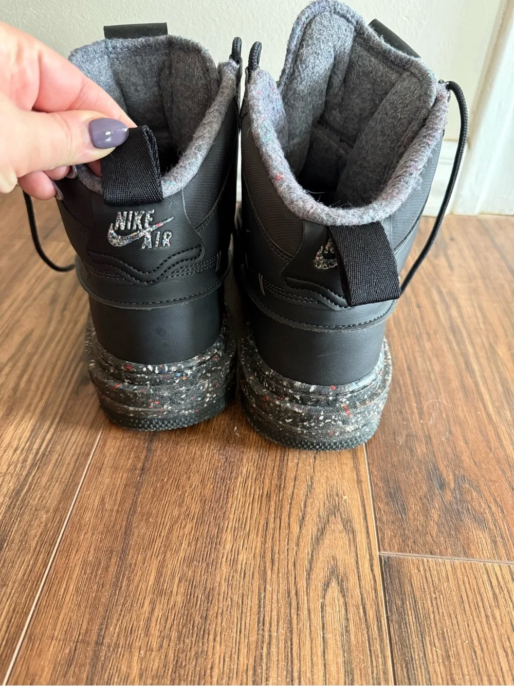 NIKE AIR FORCE 1 BOOTS SNEAKERS DARK SMOKE GREY BLACK RARE DD0747 001 (SIZE 10)
